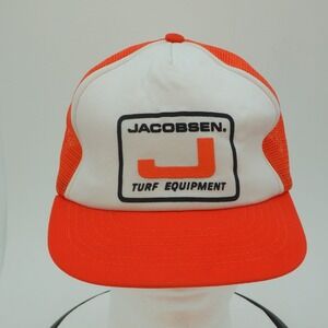 Vintage 90's  Jacobsen Turf Equipment Orange Cap Hat Snapback Mesh Trucker